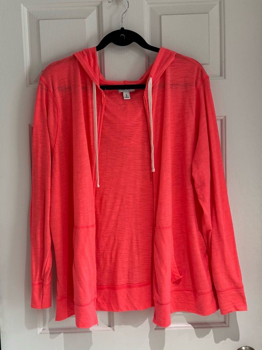 Old Navy Lightweight Coral Zip up Hoodie with White Drawstrings and Pockets - Picture 2 of 9